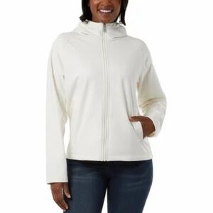 Women’s cream soft shell fleece lined Hooded Zip-Up Jacket